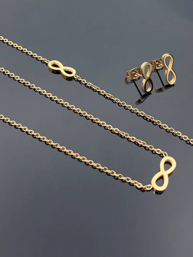Schmuck-Set 4-teilig, 18 Karat vergoldeter Edelstahl, Gold, Damen - Bild 2