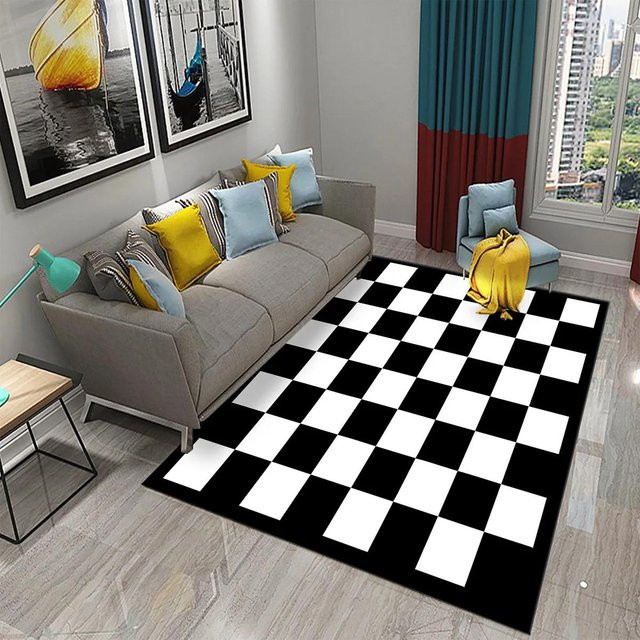 Binchi Furniture Internationaler Schachteppich mit fliegendem Schach, rutschfeste Spielmatte für Kinder, B/B: 80 x 120 cm, Schwarz - Bild 1
