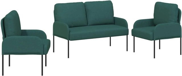 vidaXL Sofagarnitur 3er Set Dunkelgrün mit Polsterung und Armlehnen B/T/H: 115 x 56 x 80 cm - Bild 1