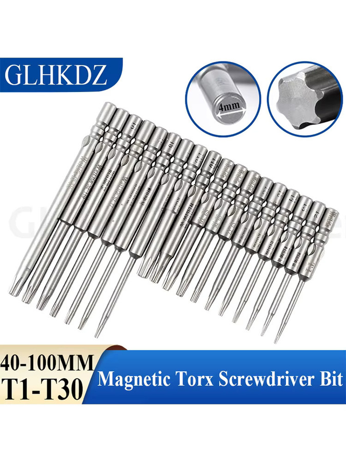 GooBetter Elektrischer Torx-Schraubendreher-Bit mit 4 mm Rundschaft und Sicherheitsbohrer in Silber - Bild 1