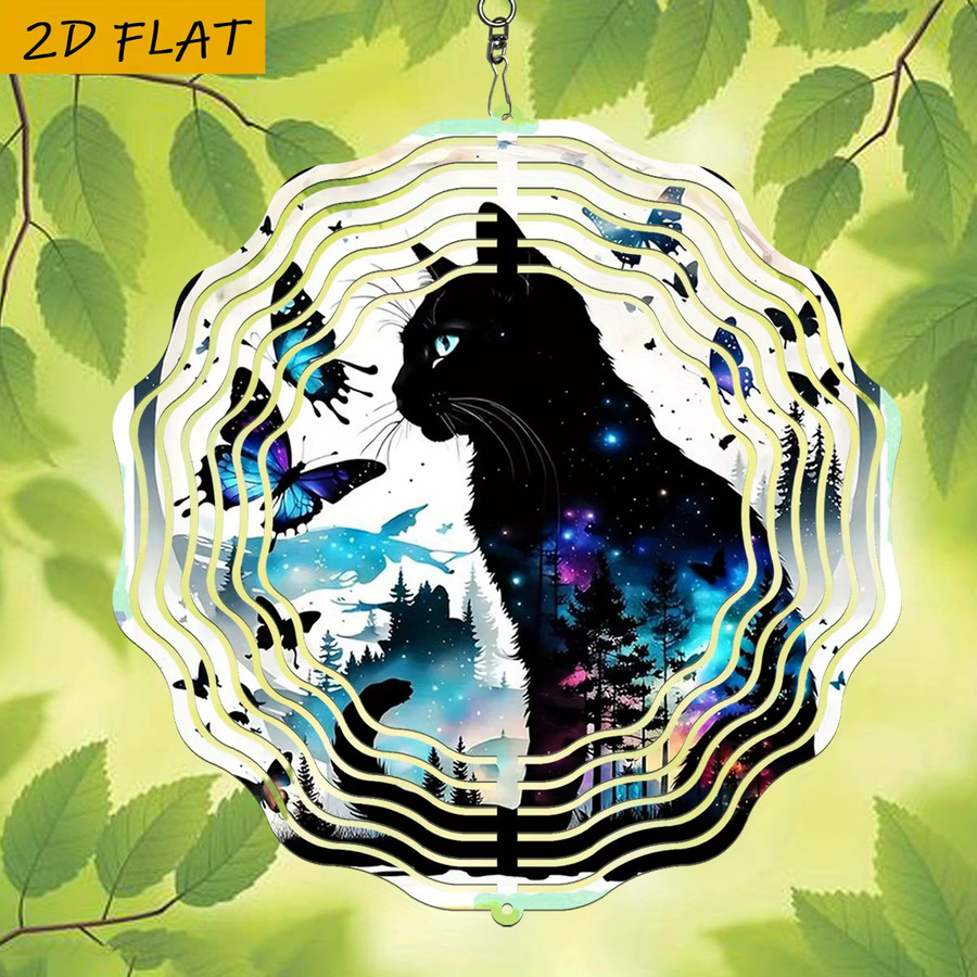 GalaxyCat Solar-Windspiel aus Metall mit Schmetterlings- und Nachthimmel-Design, Mehrfarbig, Durchmesser: 25 cm - Bild 4