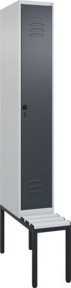 C+P Spind Classic PLUS Garderobenspind mit Sitzbank, 1 Abteil, Lichtgrau, B: 212,0 cm, H: 81,5 cm, T: 30,0 cm - Bild 1