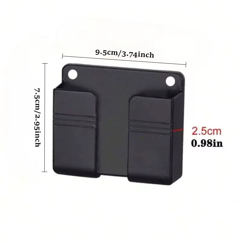 2 Stück wandmontierter Handyhalter-Organizer in Schwarz als Aufbewahrungsbox für Fernbedienung und Mobiltelefone mit Steckerständer - Bild 5