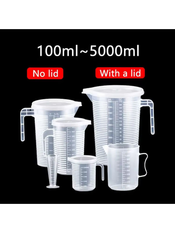 Ouhoe Messbecher aus Kunststoff mit Skala, transparent, rund, 100 ml bis 5000 ml - Bild 6