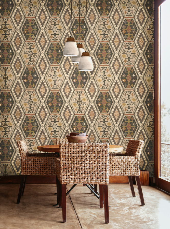 Mulberry Home Tapete Buckland Woodsmoke mit abstraktem geometrischem Muster in Multicolour aus Vlies - Bild 1