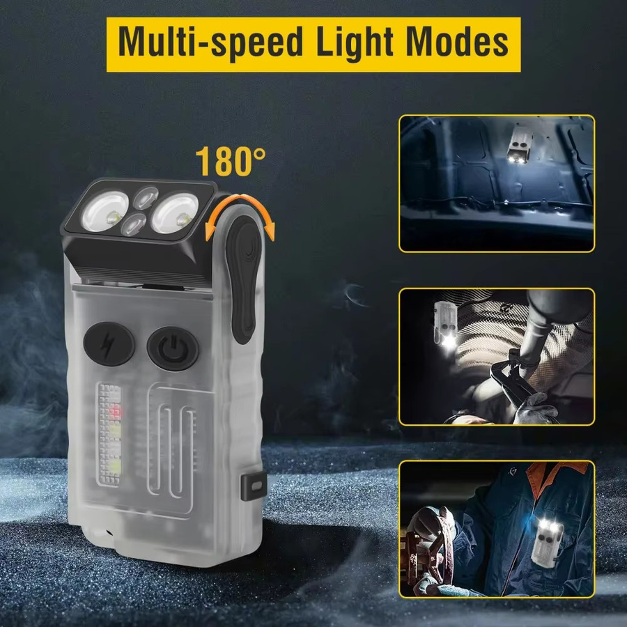 BORUiT V20 Summer EDC LED-Schlüsselanhänger-Taschenlampe, Schwarz, wiederaufladbar via Typ C mit Magnet und Flutlichtfunktion - Bild 3