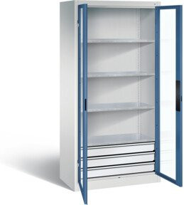 C+P Werkzeugschrank Acurado mit Türen und Schloss, Front Fernblau, Korpus Lichtgrau, H x B x T: 195,0 x 93,0 x 50,0 cm - Bild 1