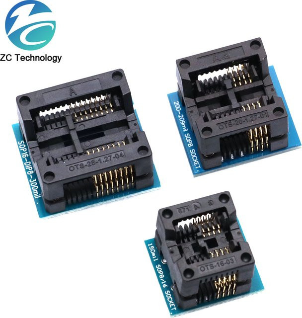 SOP16 zu DIP8 Adapter Buchse für EZP2010 EZP2013 CH341A IC Programmierer und Test, Farbe: Schwarz - Bild 1