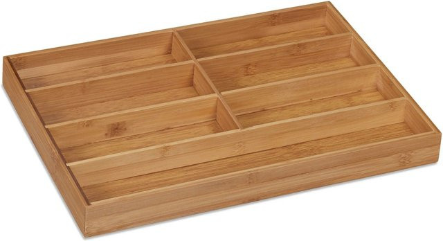 Relaxdays Besteckkasten aus Bambus in Natur mit 7 Fächern, B/T/H: 44,5 x 30,5 x 4,5 cm - Bild 1