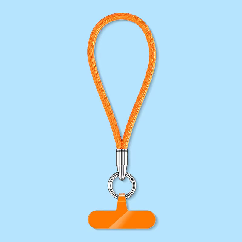 DOLANBIA Handy-Lanyard-Kette im Bullet-Design mit Metallschnalle und Handgelenksschlaufe, Beige und Orange - Bild 1