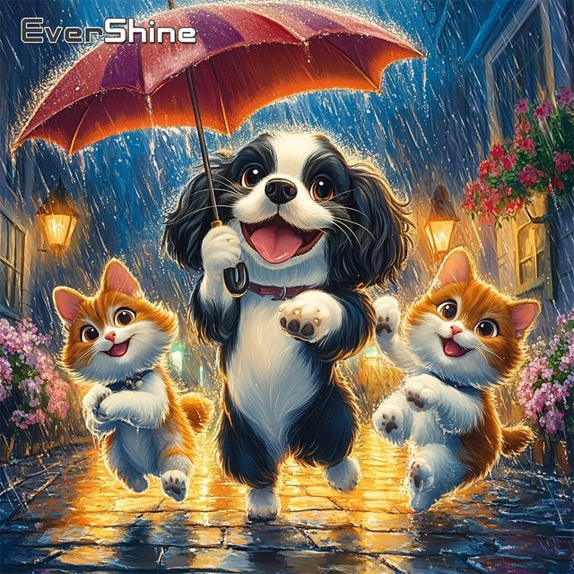 EverShine DIY Diamant-Mosaik Tierbild mit Vollbesatz Hund und Katze in Multicolour für Erwachsene und Anfänger B/H: 20 x 20 cm - Bild 1
