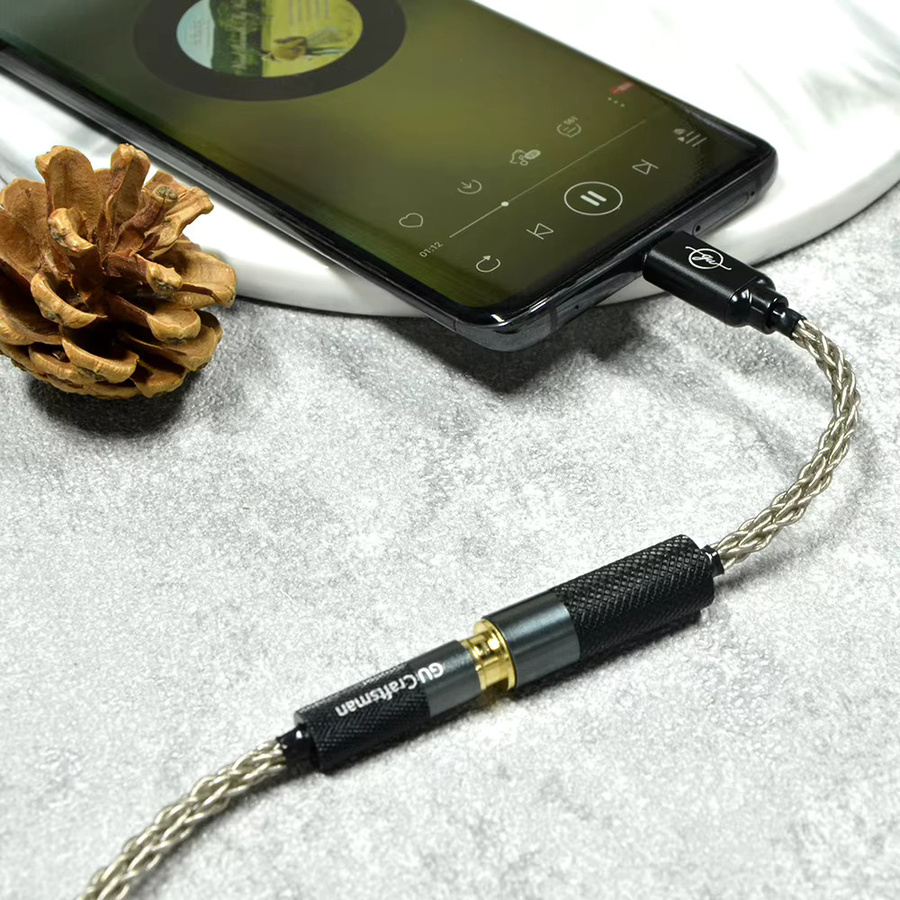 GUCraftsman 6N Single Crystal Silver USB-C auf 4,4 mm, 3,5 mm und 2,5 mm HiFi-Adapterkabel in Silber - Bild 2