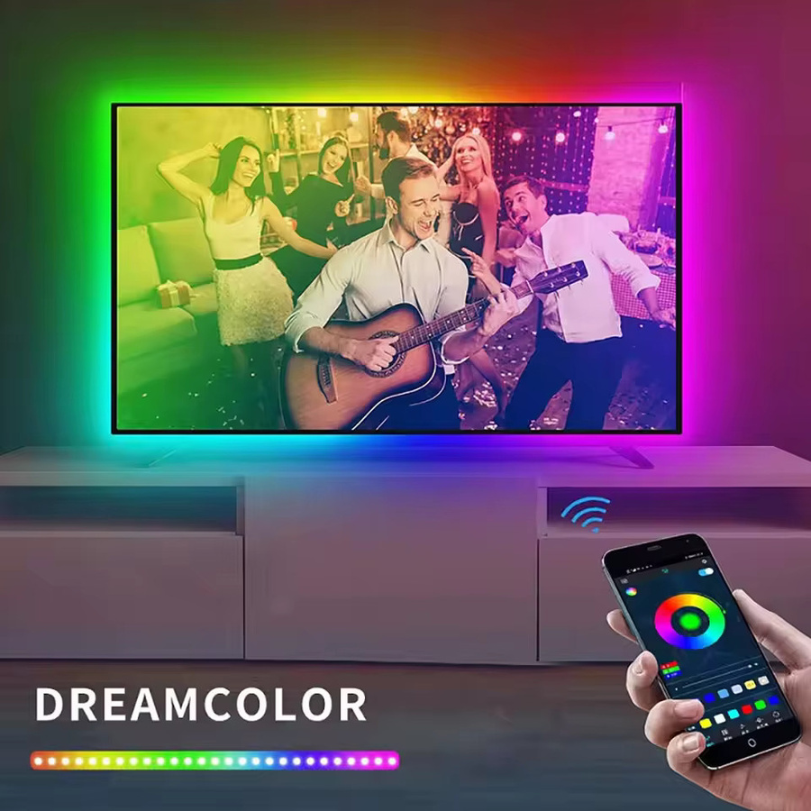 GHUSTAR RGB LED-Lichtstreifen mit Bluetooth-App-Steuerung und Musik-Synchronisation für TV-Hintergrundbeleuchtung und Wohnzimmer, Multicolour - Bild 2