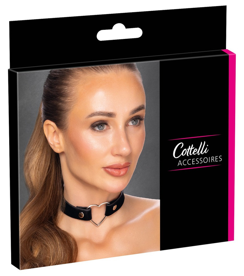 Cottelli ACCESSOIRES Halsband, Metallherz, Schwarz, Silber, Unisex - Bild 3