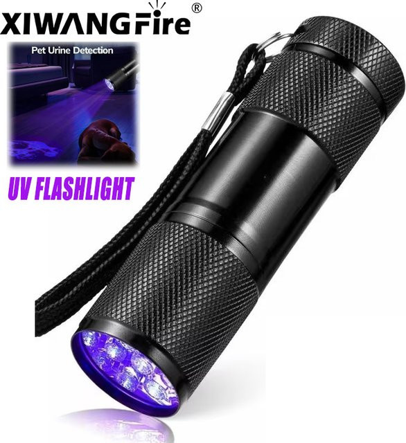 XIWANGFIRE UV Taschenlampe Schwarzlicht zur Flecken- und Gelderkennung, Wasserdicht, Schwarz - Bild 1