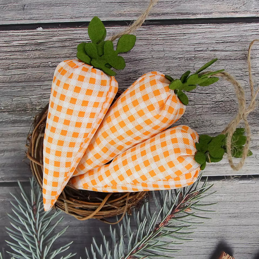 Tissy Ostern Karotten Hängende Ornamente aus Textil in Orange für DIY Deko und Kinder Handwerk, 3er Set - Bild 3
