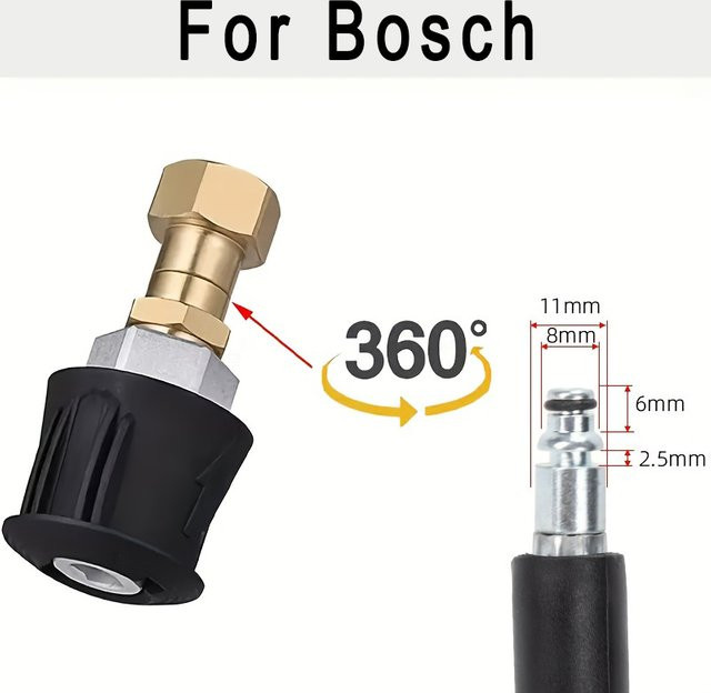 Bosch Anti-Tangle 360 Grad Schwenkbarer Schnellverbindungsadapter aus Messing und Kunststoff für Hochdruckreiniger - Bild 1