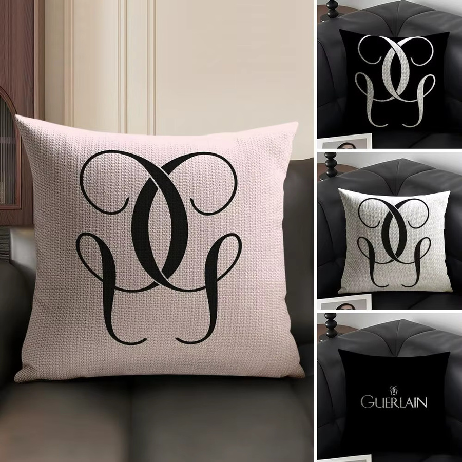 G-Guerlain Kissenbezug aus Bio-Leinen in Weiß mit grafischem Design, quadratisch, B/T/H: 30 x 30 x 1 cm - Bild 2