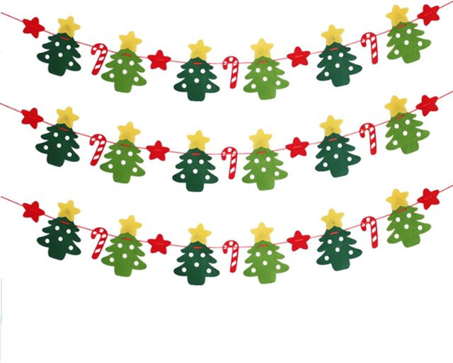IFITU PUBO Weihnachtliche Hängende Girlande mit Sternen und Bäumen in Bunt für Party und Dekoration - Bild 1