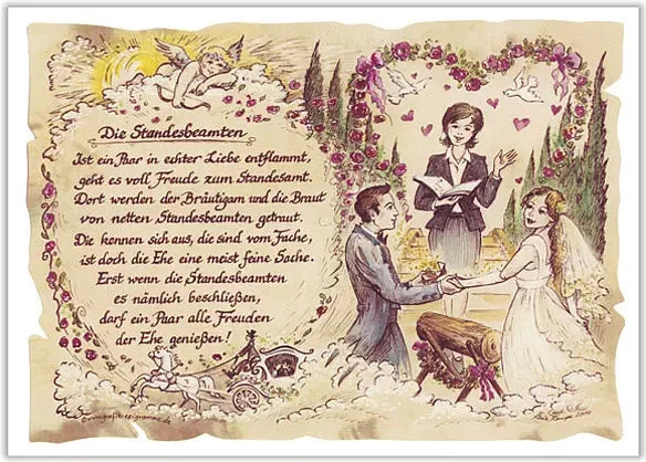 Vintage Zunftbild Standesbeamter als Paper Poster auf Antikpapier in A4-Format, Mehrfarbig - Bild 1