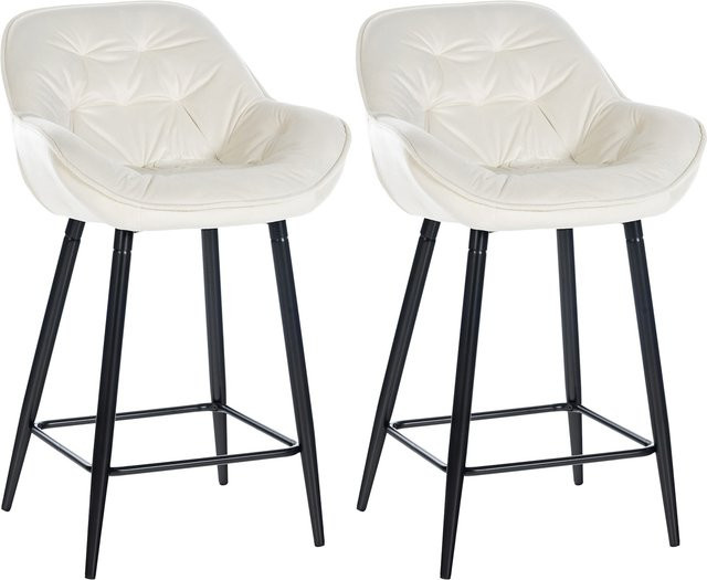 CLP 2er Set Barhocker Gibson aus Samt in Beige mit Sitzhöhe 76 cm - Bild 1