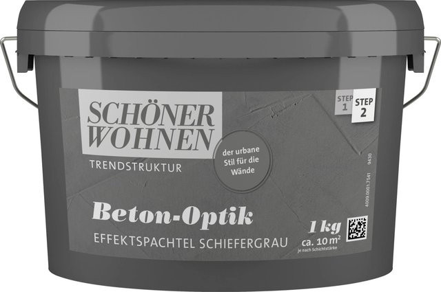 Schöner Wohnen Beton-Optik Effektspachtel Schiefergrau, 1 kg - Bild 1