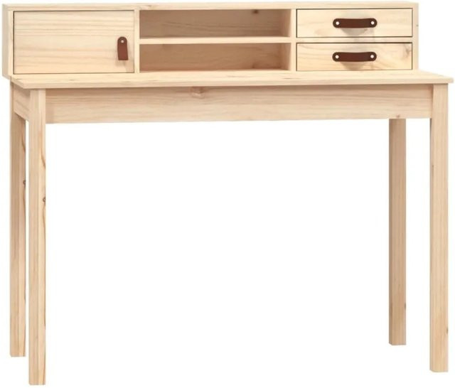 vidaXL Schreibtisch aus massivem Kiefernholz in rustikalem Design, B/T/H: 110 x 50 x 93 cm - Bild 1