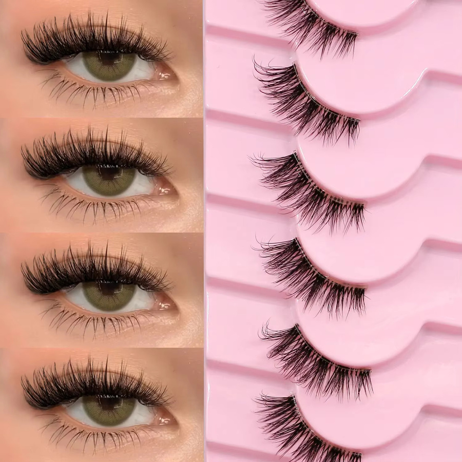 Veltrinay Halbe Wimpern, Katzenwimpern, Künstlicher Nerz, Unisex - Bild 2