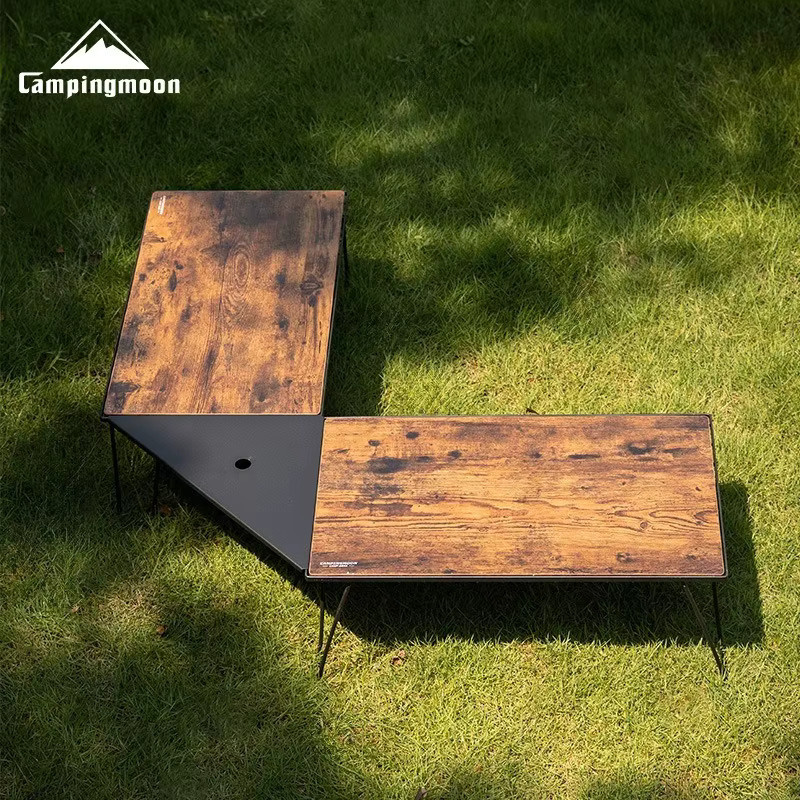CAMPINGMOON T-2356BK Dreieckstisch aus Aluminiumlegierung in Schwarz, leichter Klapptisch mit Erweiterungsplatte für Outdoor und Camping - Bild 4