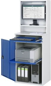 RAU Computer-Schrank Typ 650-M65 aus Metall mit Scharniertüren und Schloss, B/T/H: 65 x 52 x 177 cm - Bild 1