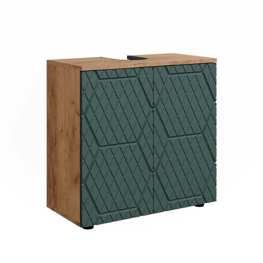 Vicco Waschbeckenunterschrank Irma Eiche Grün und Gold mit zwei Flügeltüren für das Badezimmer B/T/H: 60 x 59 x 59 cm - Bild 3