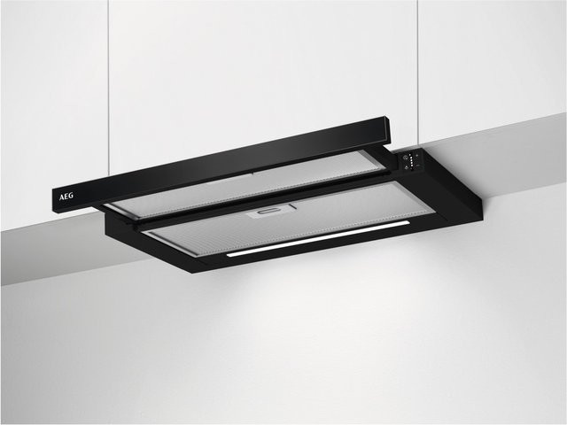 AEG Flachschirm-Dunstabzugshaube DPE5660B in Schwarz mit LED-Display, Abluft oder Umluft und Aktivkohlefilter, Breite: 59,8 cm, Tiefe: 59,8 cm, Höhe: 59,0 cm - Bild 1
