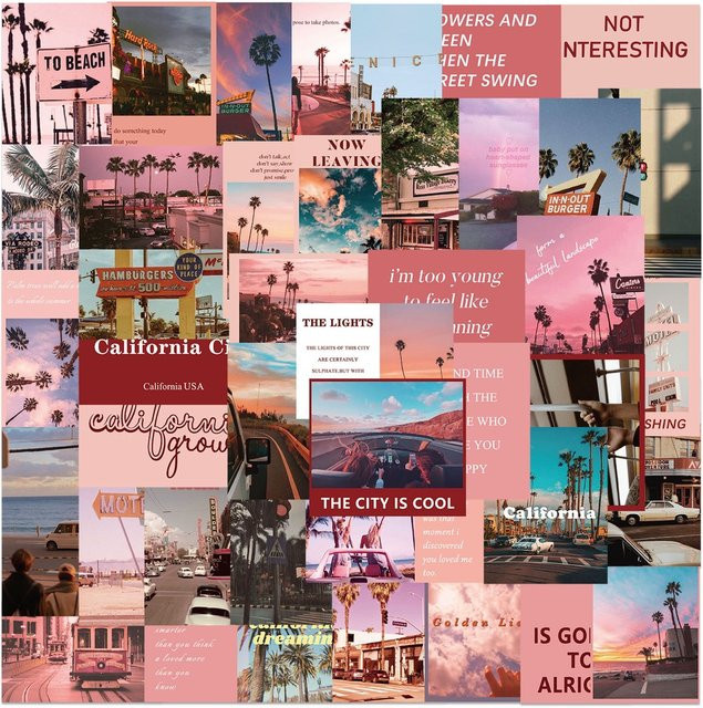 50 Stück California Street Scenery Aufkleber in Multicolour für Skateboard, Handyhülle und Laptop von BulingBulingStickers Store - Bild 1