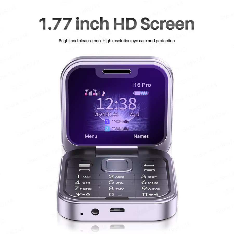 SERVO Mini-Flip-Handy 2025 mit FM-Radio, Magic Voice, Speed Dial und Vibration in Schwarz - Bild 3