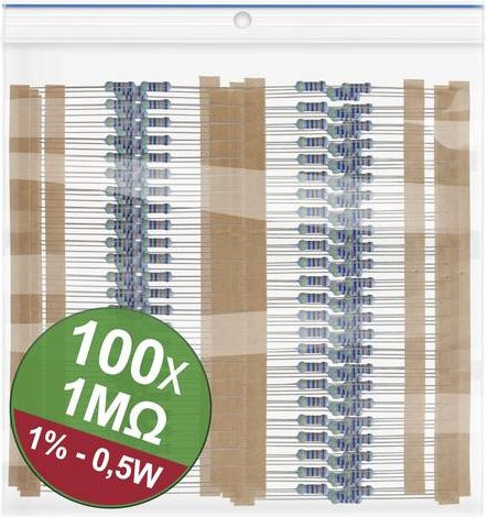 Quadrios 22P103 Metallschicht-Widerstand Sortiment, axial bedrahtet, 1 MΩ, 0.5W, 1%, Multicolor - Bild 1