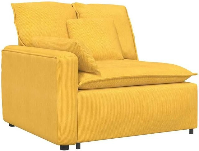 vidaXL Modulares Sofa Endmodul mit Armlehne und Kissen in Hellgelb B: 100 cm, H: 112 cm, T: 105 cm, H: 64 cm - Bild 1