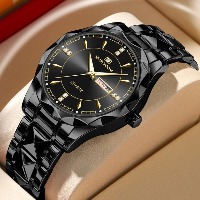 VA VA VOOM Armbanduhr Edelstahl, Quarz, Schwarz, Herren - Bild 1