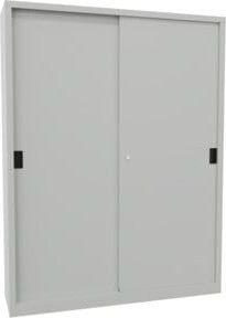 Pavoy Schiebetürenschrank aus verzinktem Stahl in Grau mit 8 Böden, H: 195 cm, B: 150 cm, T: 40 cm - Bild 1