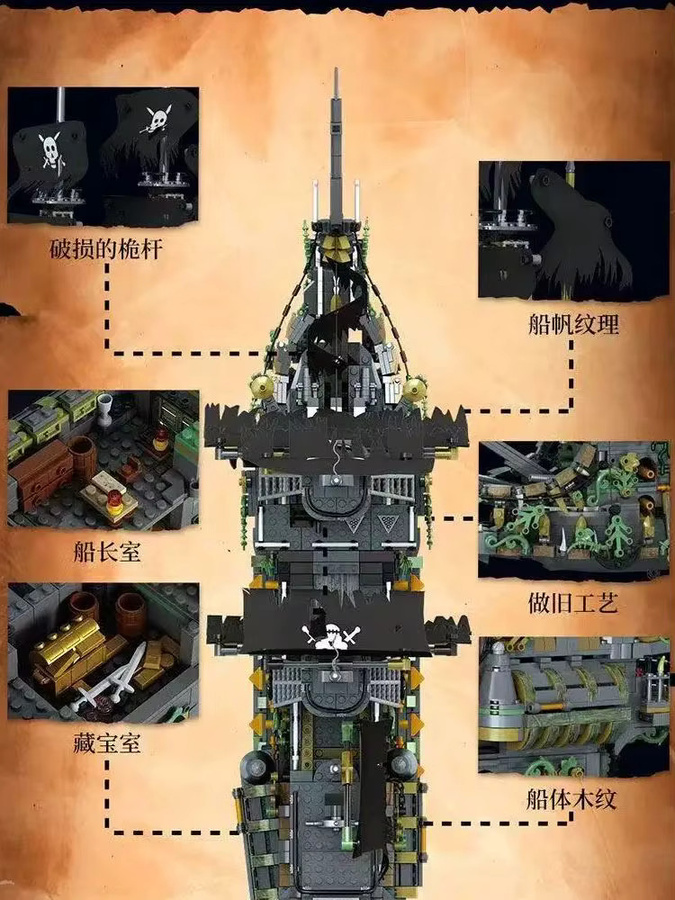 Fangcheng FC6015 Fliegendes holländisches Schiffsmodell, Bausteinspielzeug - Bild 6