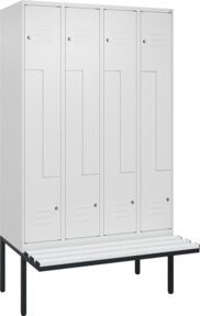 C+P Z-Spind Classic PLUS Sitzbank mit 8 Fächern und Zylinderschloss, Farbe: Anthrazit/Grau, B/T/H: 212,0 x 120,0 x 81,5 cm - Bild 1