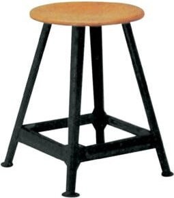 Bandstahlhocker mit Rundsitz aus Holz in Schwarz und Braun, Vierbein-Gestell RAL 9005, Höhe: 60 cm, Durchmesser: 35 cm - Bild 1