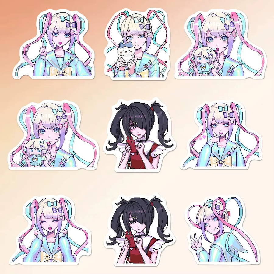 65 Stück Cartoon Anime Aufkleber Needy Girl Overdose Set, wasserfeste DIY Aufkleber für Scrapbooking, Telefon und Skateboard, Mehrfarbig - Bild 3