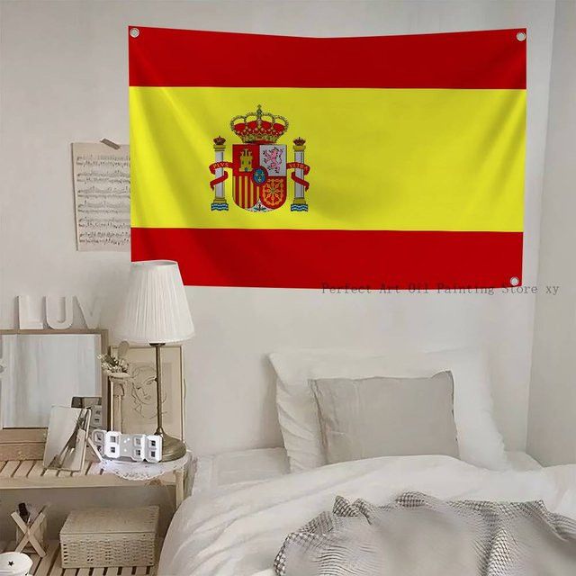 Spanien-Flagge als Banner aus Polyester in Rot und Gelb mit Ösen zur Aufhängung - Bild 1