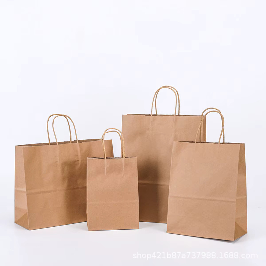 10er Set Kraftpapiertüten mit Griffen in Braun als Geschenkverpackung für Hochzeiten, Weihnachten oder den Einzelhandel - Bild 2