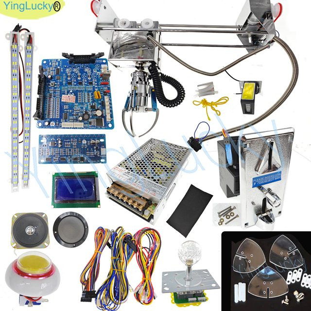 YingLucky Mini-Greifautomaten-Bausatz, Gantry-Spielzeugkran, DIY-Kit mit LCD-Spielbrett, 24V-Stromversorgung, LED-Joystick-Sensor, Münzprüfer - Bild 1