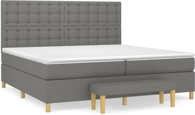 vidaXL Boxspringbett mit Matratze Hybrid Dunkelgrau B/T/H: 200 x 200 x 203 cm - Bild 1