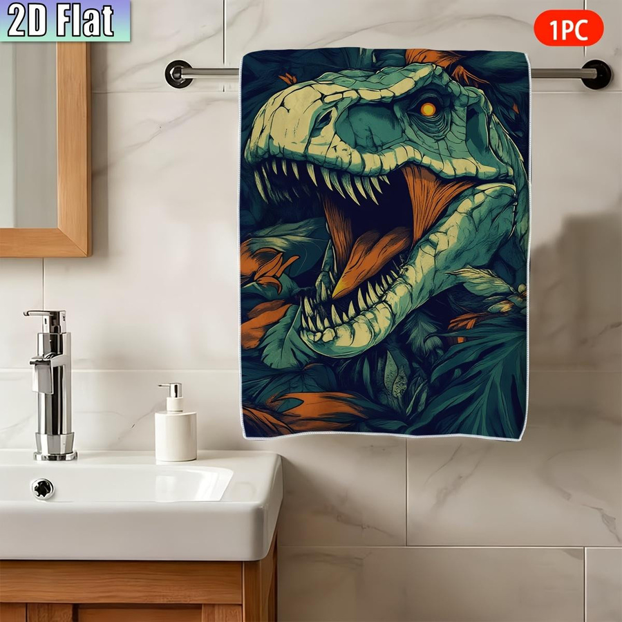 Ka Chen Muxi Mikrofaser Badetuch mit T-Rex Dinosaurier Druck für Kinder, Weiß/Mehrfarbig, B: 40 cm, H: 60 cm - Bild 3