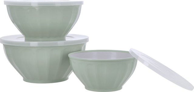 SILVERCREST Schüsselset aus Kunststoff, 3 Stück, Grün, mikrowellenfest, gefrierfachgeeignet und spülmaschinenfest - Bild 1
