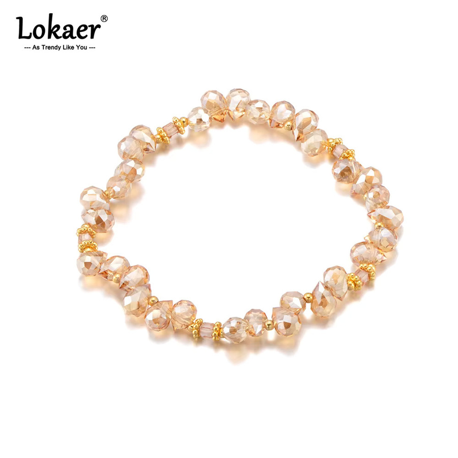 Lokaer Armband Edelstahl, Kristall, Perle, Zirkonia, Gold, Unisex - Bild 1