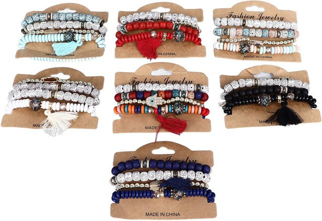Neoglint Perlenarmband, mehrschichtig, mehrfarbig, Unisex - Bild 1